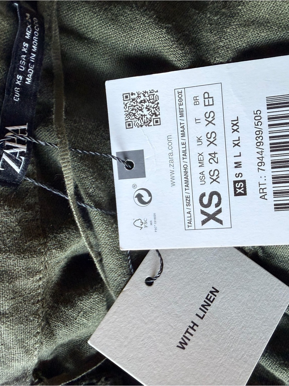Zara Linen-Blend Olive Button-Front Shirt Maxi Dress with Belt - Picture 11 of 12